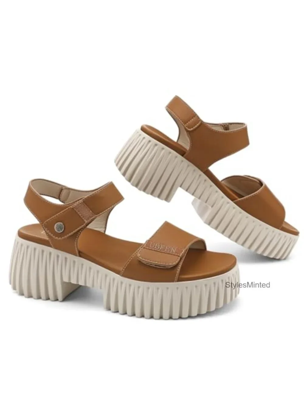 Women's Platform Sandals Chunky Wedge Heel Arch Support Hook and Loop Straps